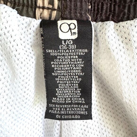 Op Men's SZ XL Swim Suit Trunks Hawaiian Green & Tan Elastic/Tie Waist, Pocket - Picture 11 of 11